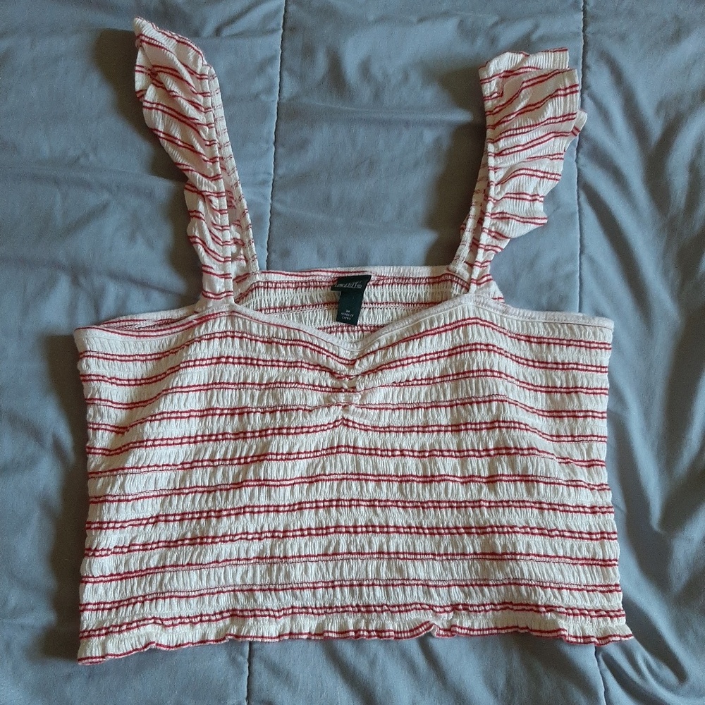 Cropped Top Red Striped Tank Top